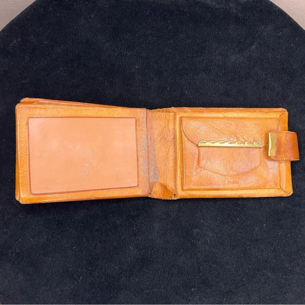 Vintage Justin Tan Brown Leather Wallet Tooled Western Cowboy